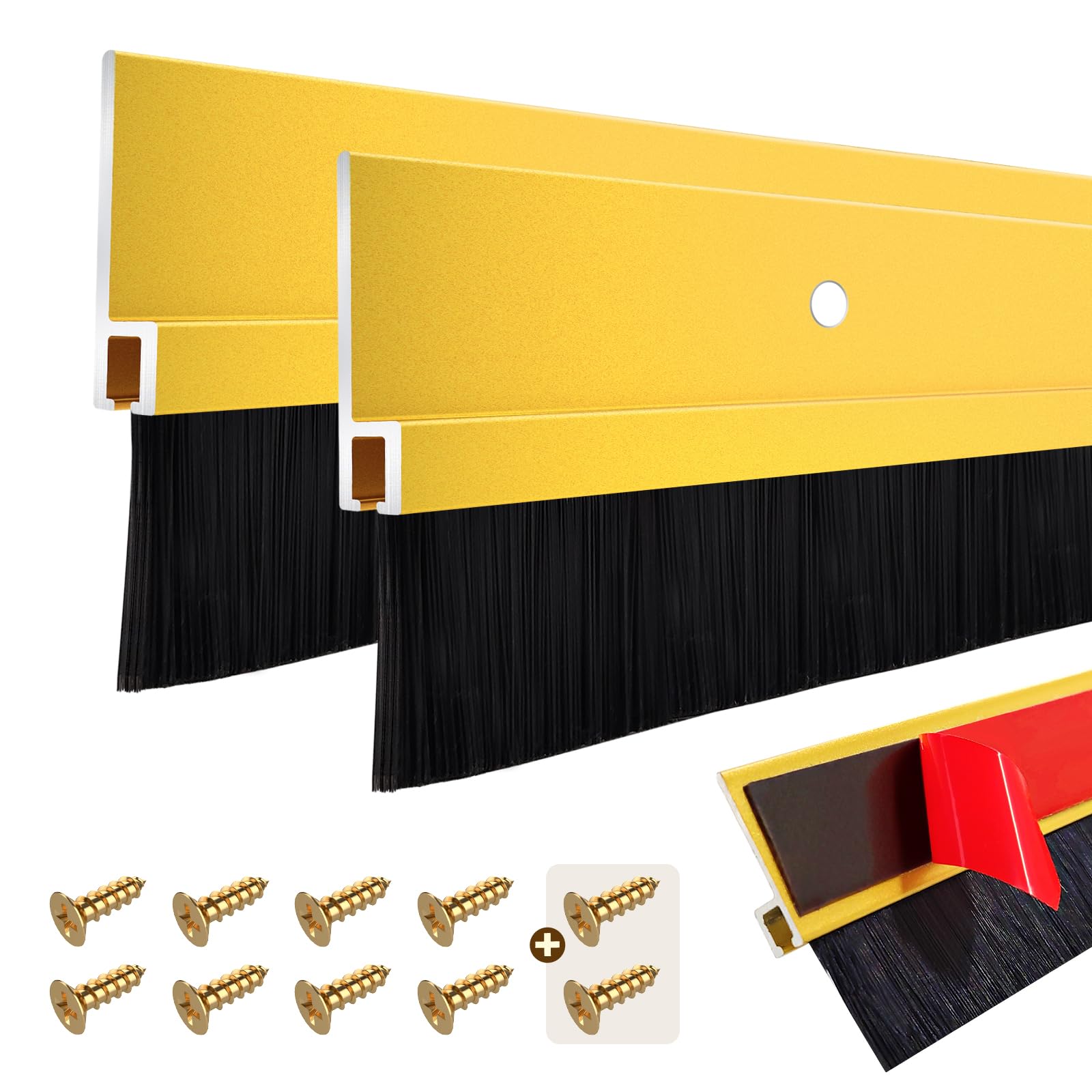 Brosse de porte en H dorée lot de 2 pour isoler le bas des portes de garage et atelier