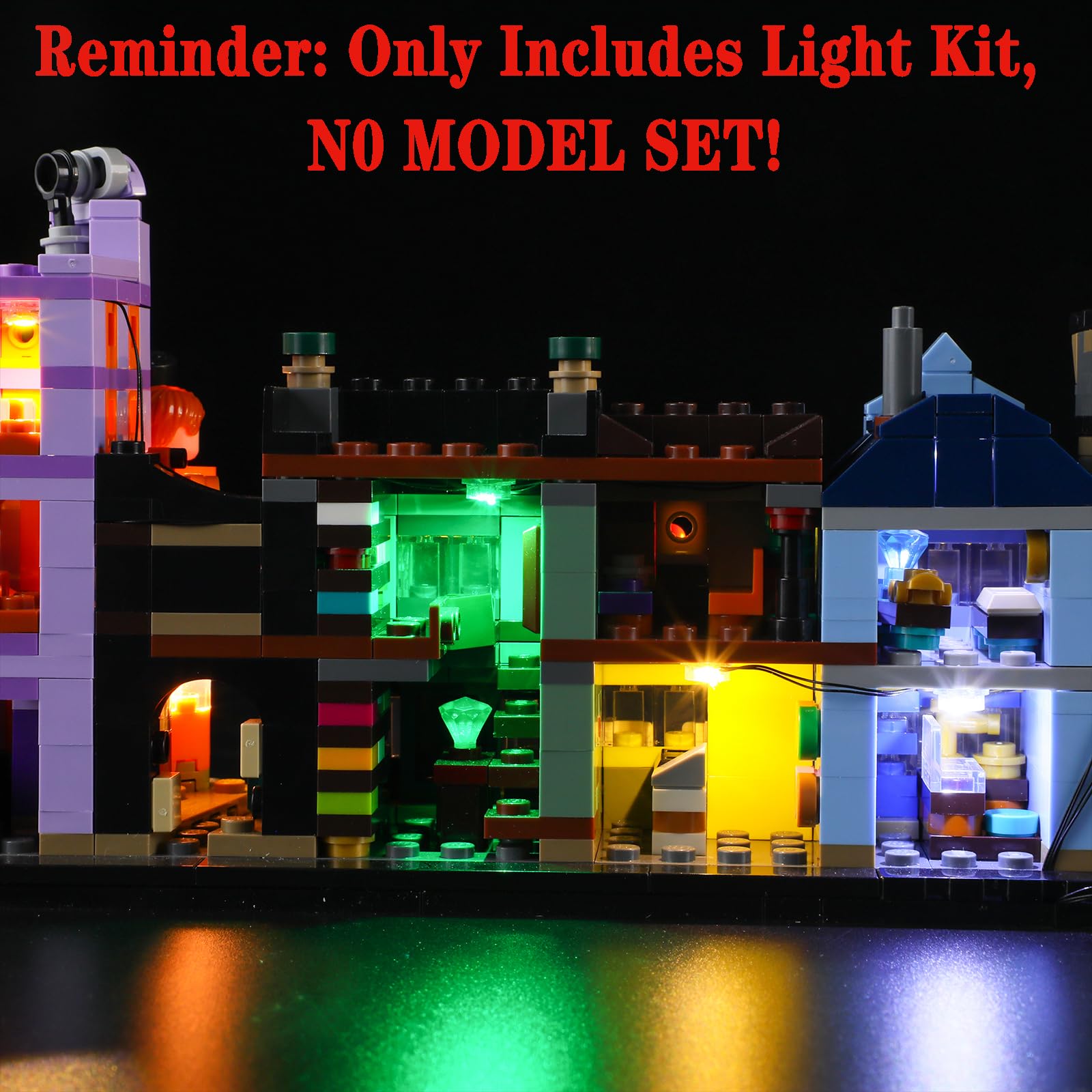 Zestaw oświetleniowy LED kompatybilny z Lego 76444 Magiczne Sklepy Crossroad - zestaw świateł LED do modeli klocków konstrukcyjnych (model nie jest dołączony)