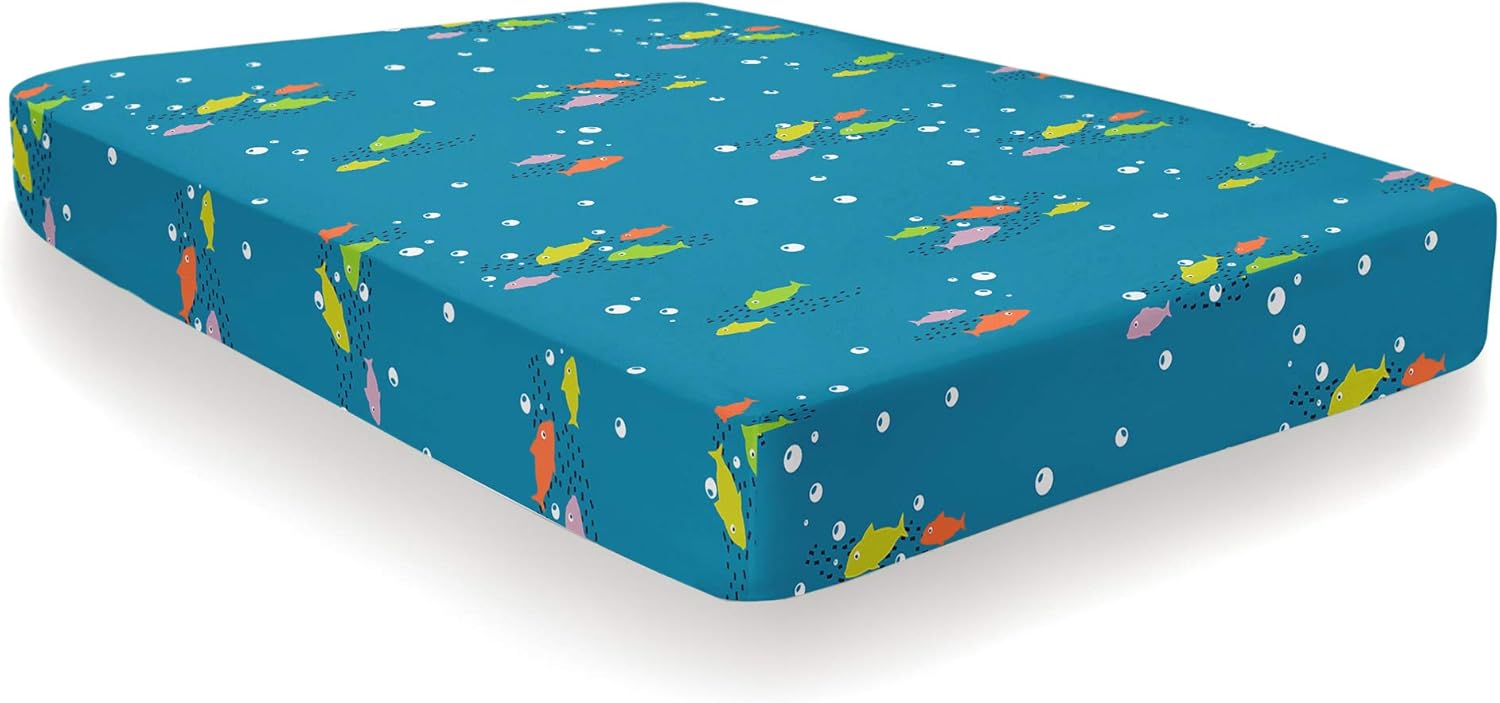 Sea Life 25cm Fitted Bed Sheet by Bedlam in Multicolour