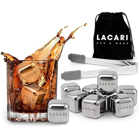 8 Cubetti Di Ghiaccio In Acciaio Inox 304 - Riutilizzabili, Con Pinza, Per Bevande, Cocktail