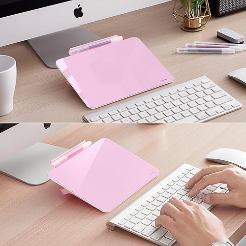 Vista 57 de TSJ OFFICE Pizarra blanca de escritorio pequeña – Pizarra de cristal de borrado en seco de 12 x 8 pulgadas con soporte, tablero de escritorio