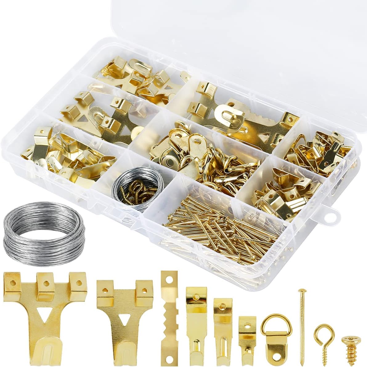 250Pcs Wall Art Hanging Kit Frame Hooks Kit with Sawtooth Hooks DRing