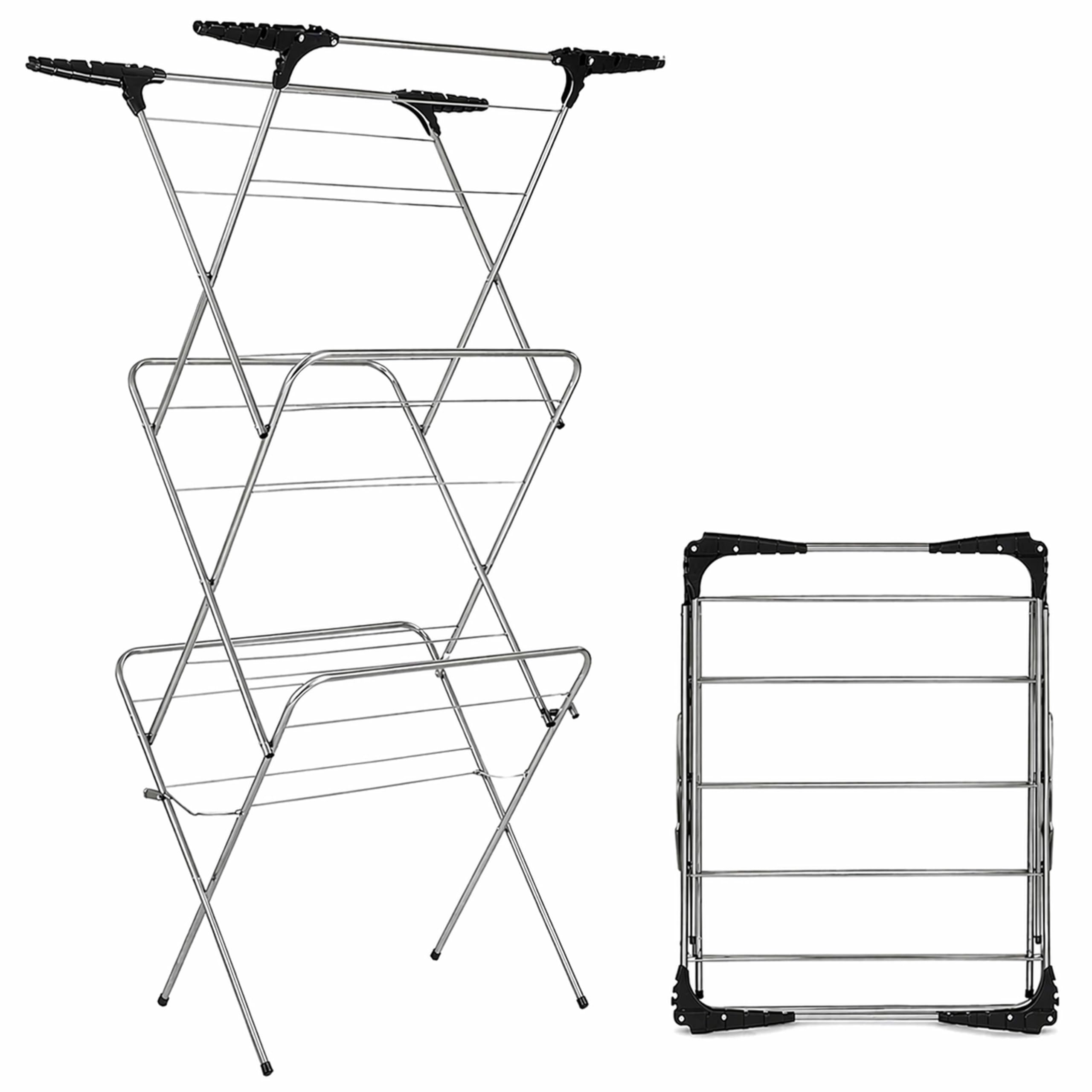 Aspect Foldable Clothes Airer, 3 Tier Indoor & Outdoor Drying Rack with Wings, 20m Drying Space, Space Saving Laundry Rack with Non-Slip Feet, Lightweight & Sturdy