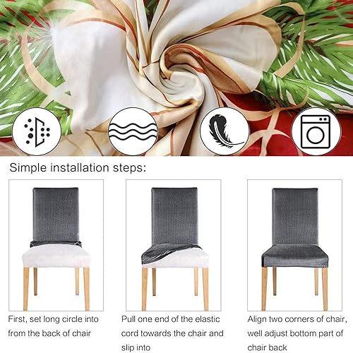 Miniatura 4 de Timberer Juego de 4 fundas para sillas de Navidad, fundas elásticas para sillas de cocina, fundas lavables para comedor, fiestas de vacaciones,