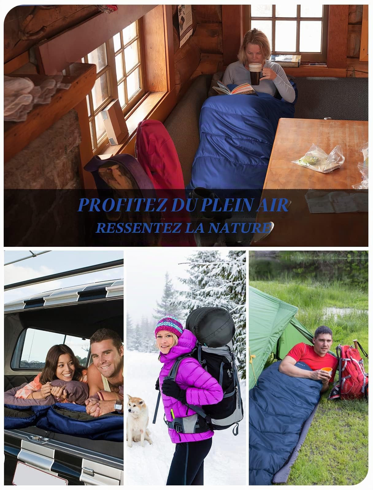 Forceatt Sac De Couchage Hiver, -7 ℃ ~ 20 ℃ (210 X 80 Cm) 4 Saisons Sac De Couchage Rectangulaires LéGer, ImperméAble à L’Eau Et Chaud pour Le Camping, Les Voyages Et Le Plein Air Et Le Froid