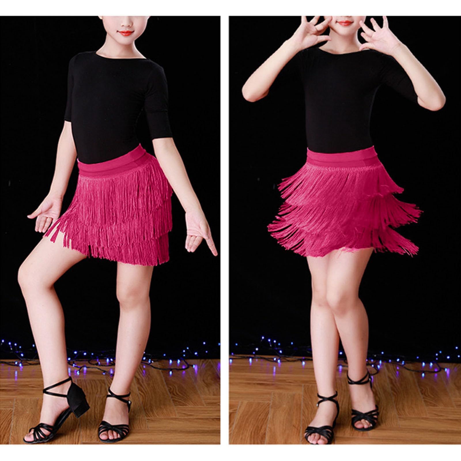 Falda de baile con borlas para niñas, salón de baile latino, pana
