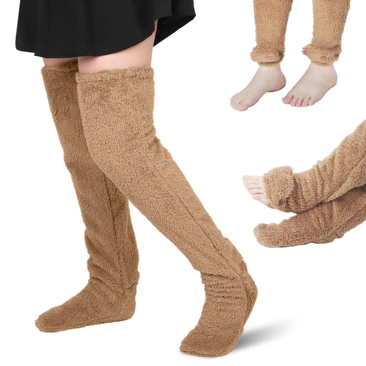 Plush Warmth Long Socks, Over Knee High Fuzzy Socks Fuzzy Leg Warmers Plush  Slipper Stockings Teddy Leg Long Sock Furry Long Leg Warmers Fuzzy Thigh