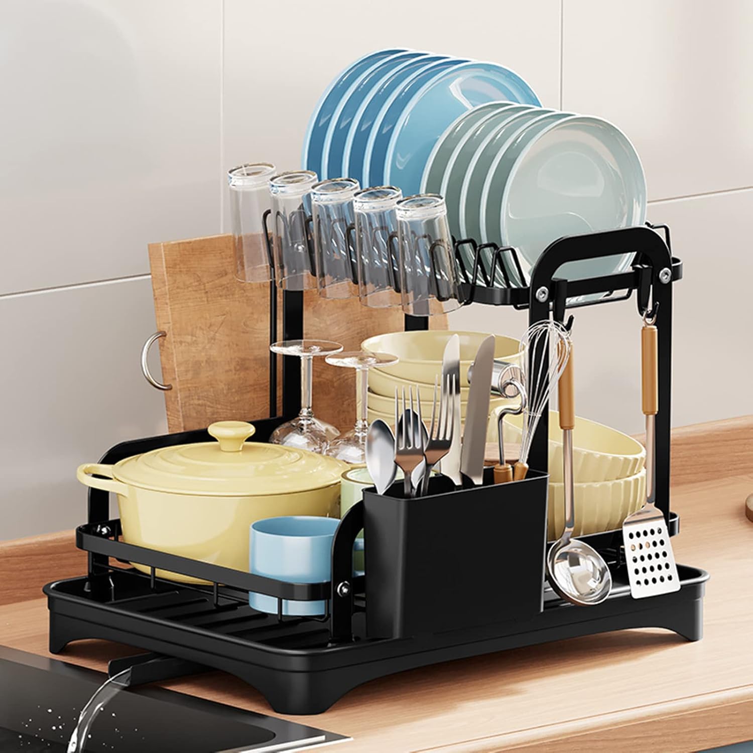 karadrova Dish Drying Rack, 2Tier Dish Drainer with