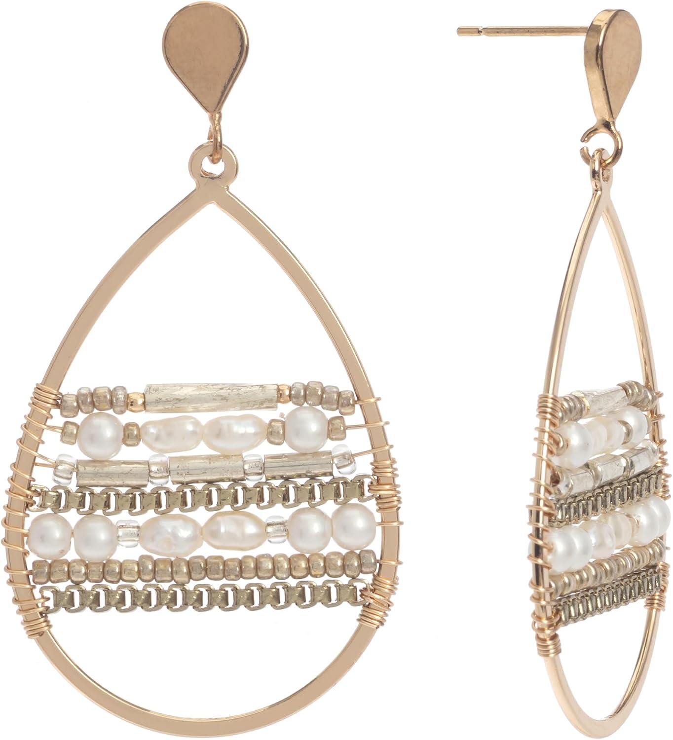 Bohemian Teardrop Earrings with Layered Beads - Choice of Colors