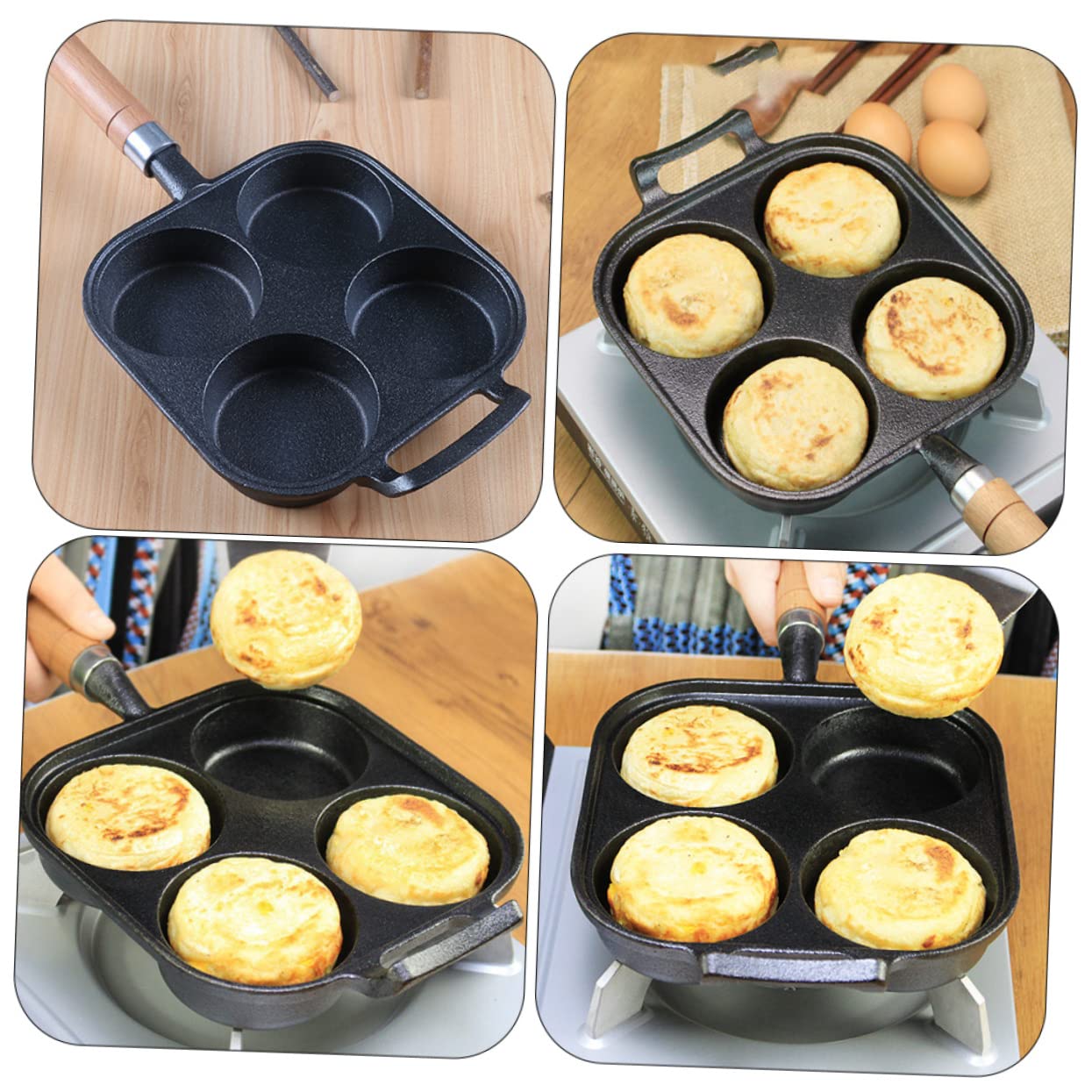 Padella per Uova Antiaderente con in Pentola Divisoria per Frittura Hamburger e Uova Adatta per Cucina Domestica e Ristoranti