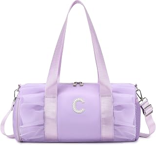 Personalized Dance Ballet Bag for Girls 4-6 Small Sports Gym Bags for Little Girls Toddler Ballerina Travel Duffle with Shoes Compartment - Purple C