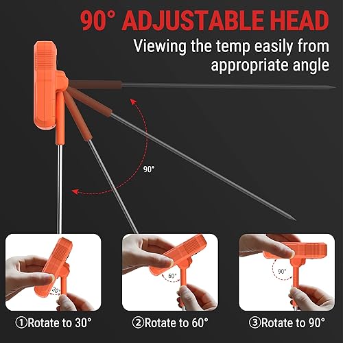 Vista 6 de ThermoPro TP510 - Termómetro digital impermeable para dulces con clip para olla, sonda de 10 pulgadas de largo, lectura instantánea, termómetro