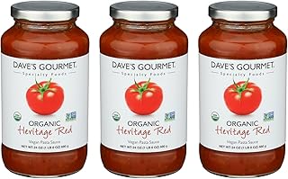 Dave's Gourmet Organic Heritage Red Tomato Pasta Sauce Vegan and Gluten Free 24 oz jar- 3 Jar Pack