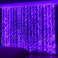 Vista 24 de HXWEIYE 300 luces LED de cortina de hadas, 9.8 x 9.8 pies, enchufe USB, 8 modos de luces colgantes de Navidad con control remoto para dormitorio