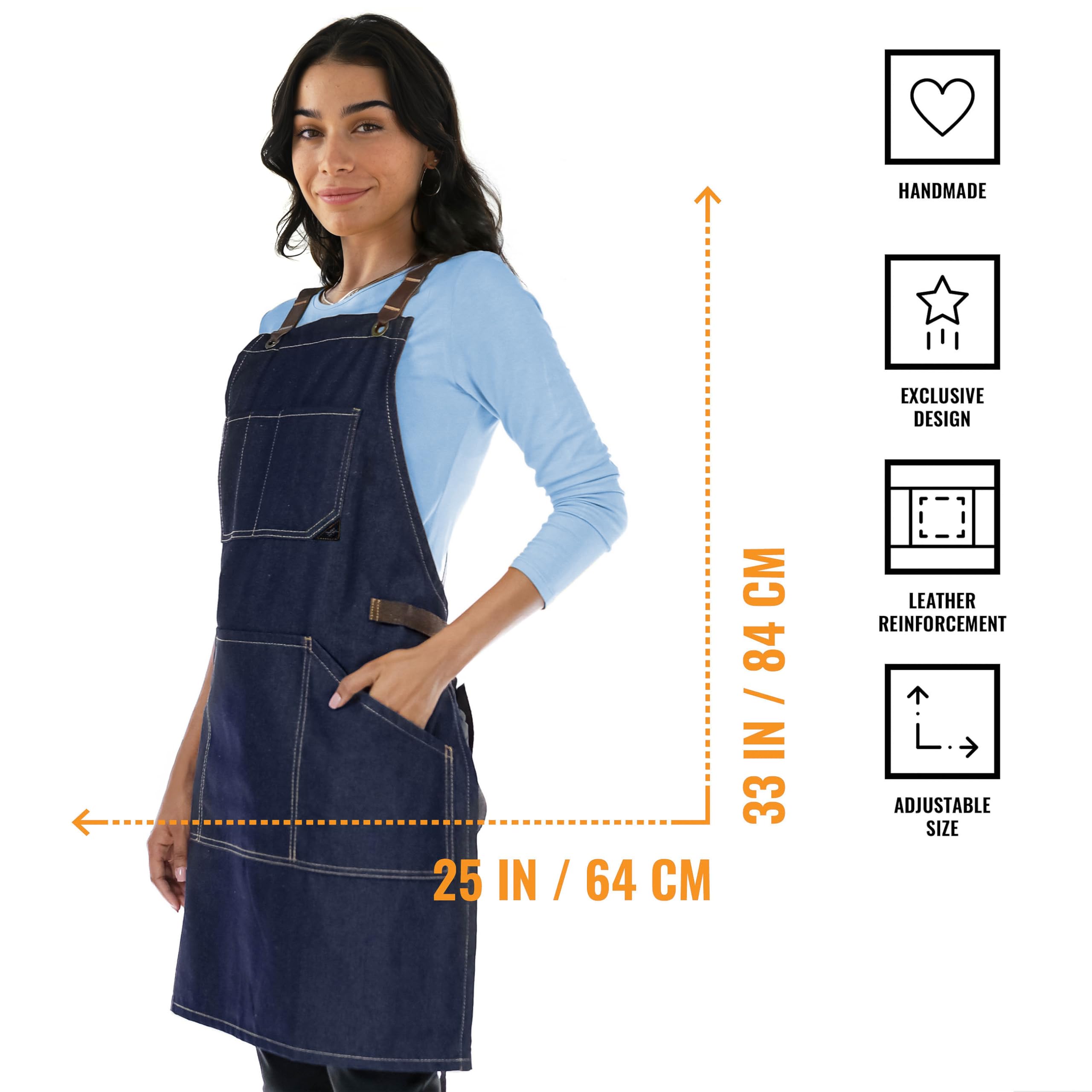 Amazon.com: Under NY Sky Essential Blue Denim Apron – Cross