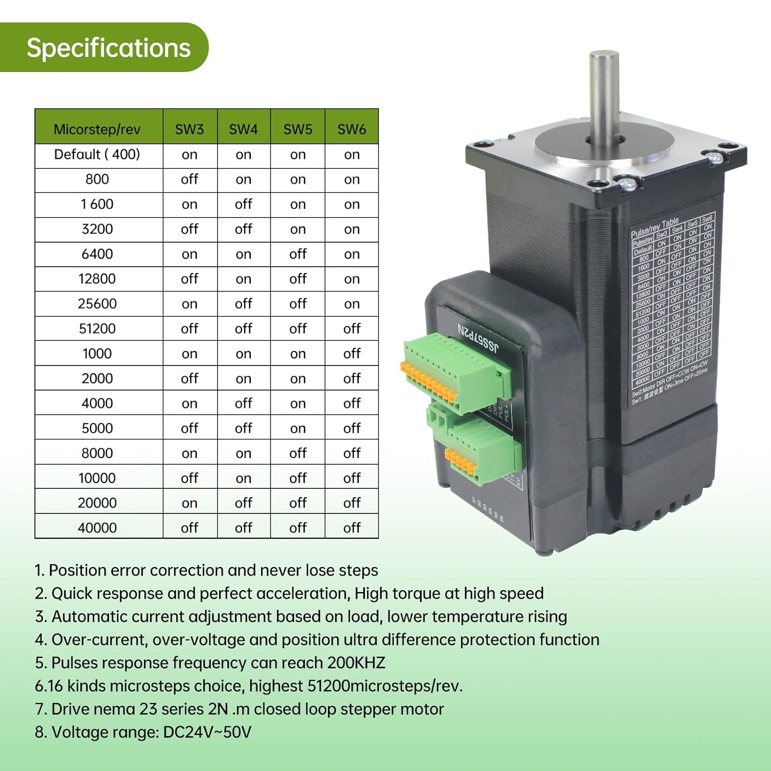 CNCTOPBAOS JSS57P2N Nema23 2N.m Closed Loop Stepper Motor Integrated Digital Hybrid Servo Drive System 24-48V DC RS232 with 1000 Encoder line for Robots,Cutting,Marking,CNC Router Engraving Machine