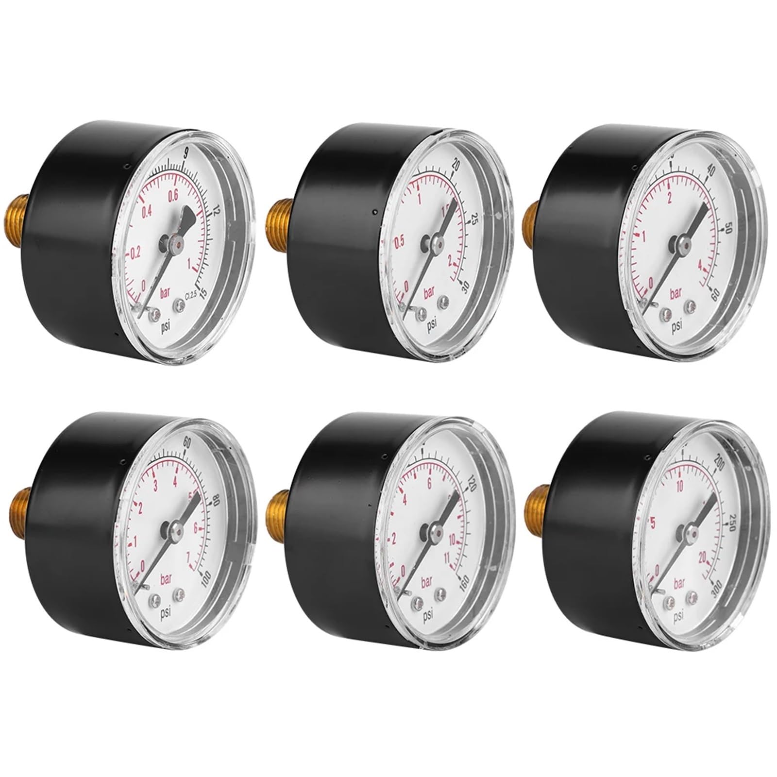 Manómetro digital de presión de agua, aceite y gas, conexión trasera BSPT de 1/4", esfera de 50 mm, manómetro de presión BSPT de 1/4"(0-160psi 0-11bar)