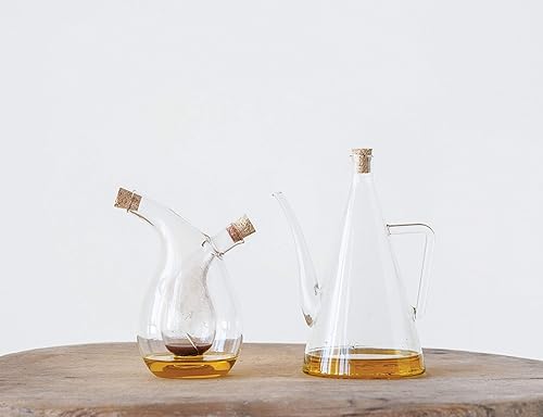 Miniatura 2 de Vinagre de aceite y vinagre de vidrio soplado a mano transparente dos en uno con tapones de corcho