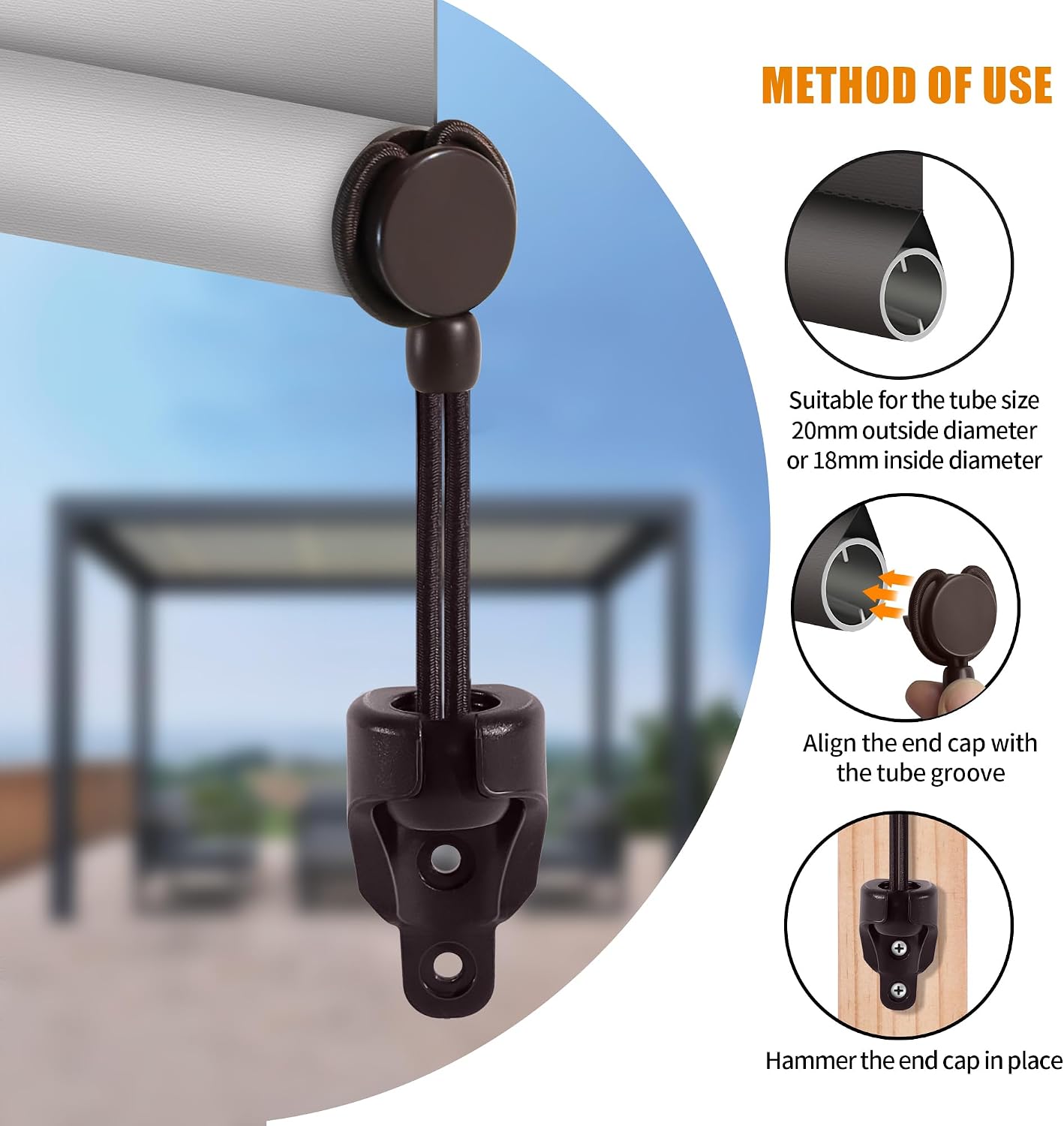 Shade Replacement Parts with Tie Downs,Weather Resistance,Same Size as Original,Compatible with Coolaroo Exterior Roller Shade,Outdoor Blinds(Brown 4 Pcs)