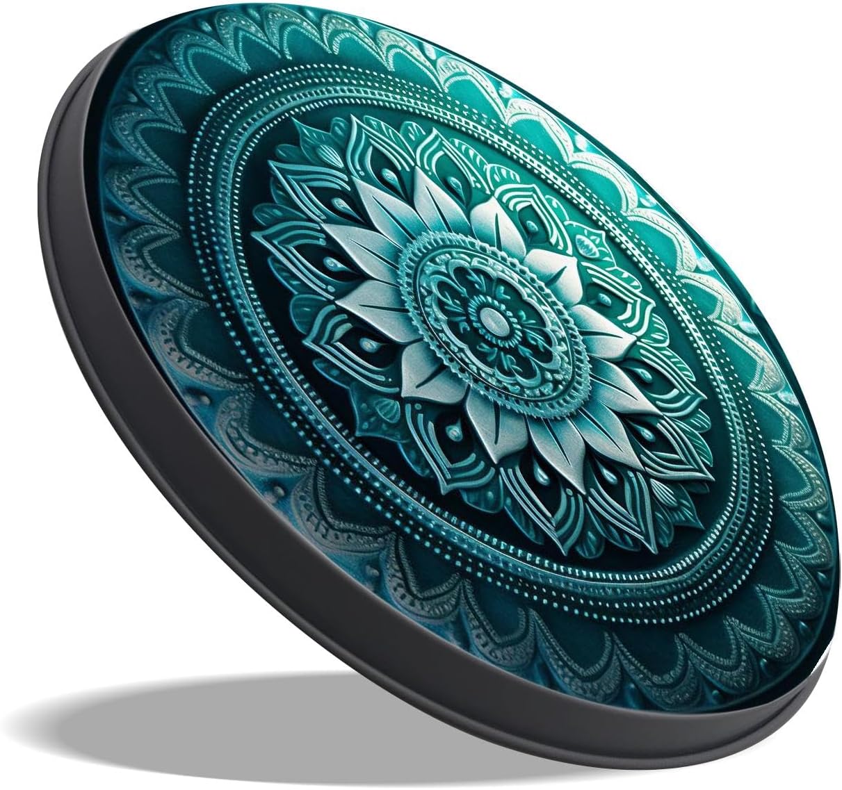 Grey and Teal Mandala Ombre Design Space Geometric Center Point Exquisite Set of 4 Stove Burner Covers - Premium Round Electric Stove Range Protectors,8 IN & 10 IN