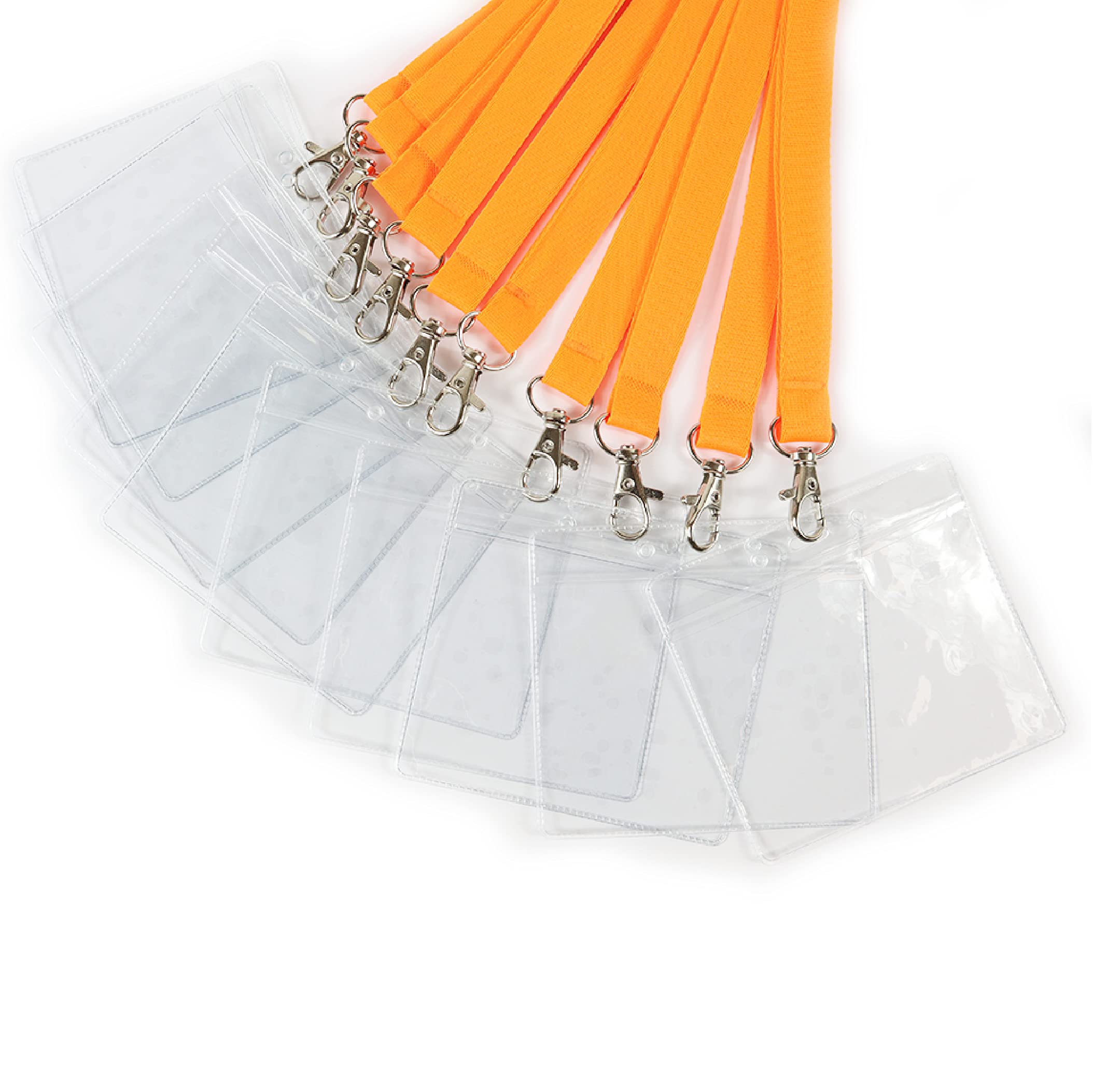 Pack of 50 Orange Lanyards with PVC Card Holder for ID Cards, Name Badges, and More - Durable Breakaway Orange Neck Strap Suitable for Everyday Use
