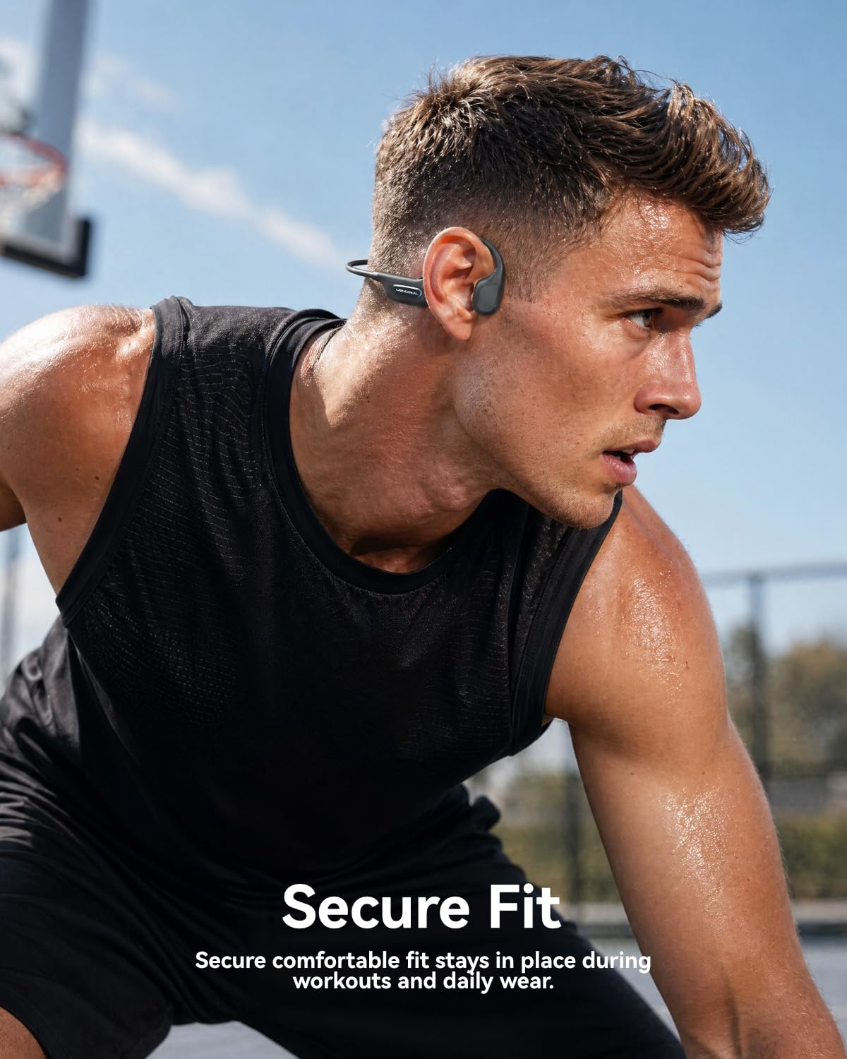 MONODEAL Écouteurs intra-auriculaires Bluetooth 6.0 étanches IPX8 à conduction osseuse pour le jogging, le cyclisme, le fitness
