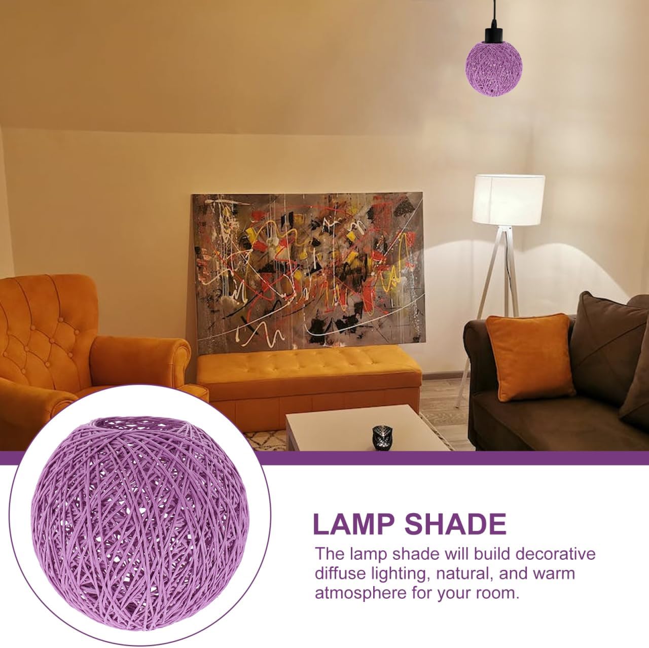 Hemobllo 6-Inch Ball Lampshade Durable Home Ceiling Light Shade Chic Table Light Cover for Bedroom Living Room Office