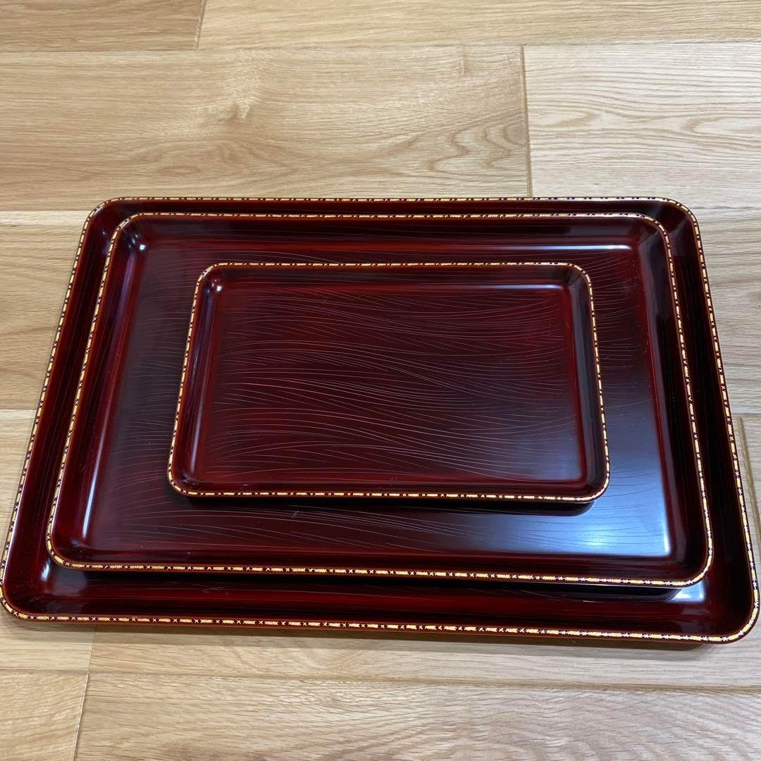 輪島塗 お盆3枚セット お盆】丸盆 茶道具 菓子器 輪島塗 工芸品 鶴2＆