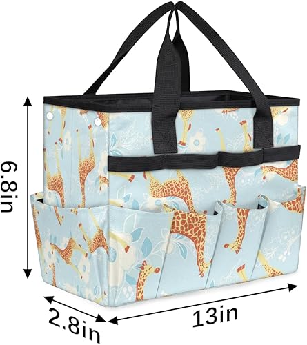 Miniatura 3 de Giraffe Flowers Pattern Garden Tool Tote Bag for Women Men Gardening Tool Storage Bags with 10 Pockets Standable Garden Home Tool Kits Organizer for