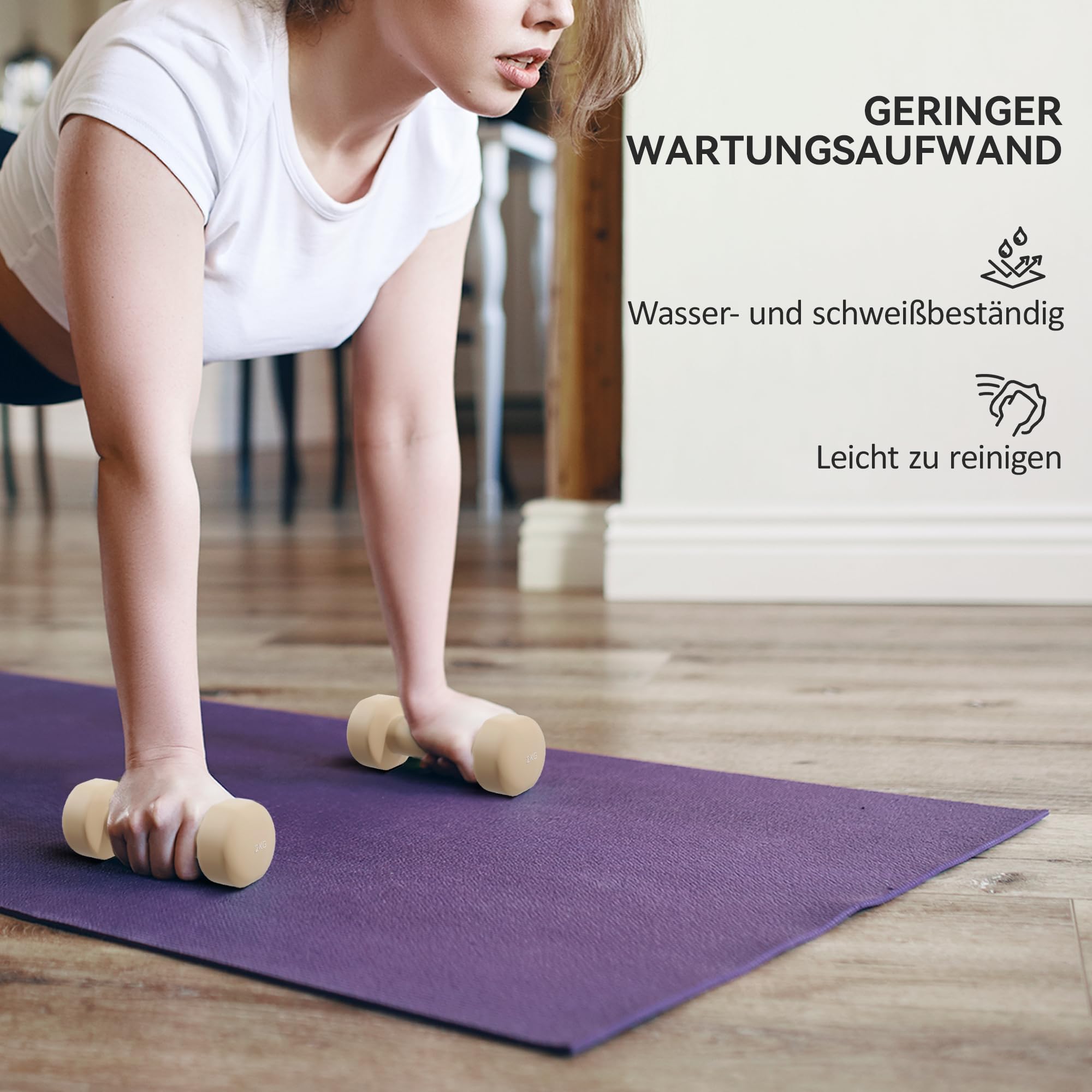 HOMCOM Hantelset 4 Paar 0,5kg-10kg Hanteln mit Koffer, Hantel-Set aus Gusseisen, Hexagon Hanteln Set, Kurzhanteln für Männer Frauen, Dumbbell für Fitnessstudio, Krafttraining