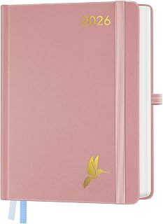 Kalender 2026 Tagesplaner A5 1 Tag 1 Seite - Tageskalender 2026 Hardcover,Terminplaner & Buchekalender 2026, 100 GSM Papier für Arbeit Studium Alltag - Rosa