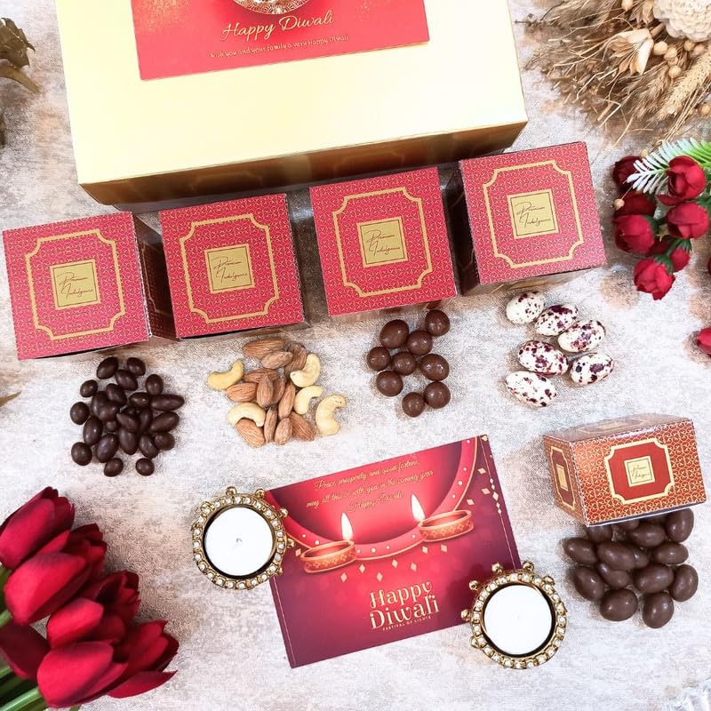NutriSnacksBox Diwali Hamper with Chocolate, Dryfruits, 2 Diya | Diwali Dry Fruits Gift Box | Diwali Sweets Gift Pack | Premium Diwali Gifts for Family/Employees/Friends | Diwali Hamper for Gifting | Diwali Gift Box with Greeting Card (B0CCJL6LT9) Amazon Price History, Amazon Price Tracker