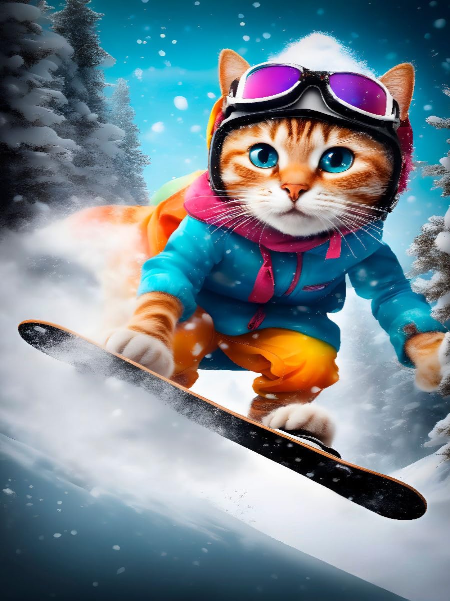 CALVENDO Puzzle Cat During Outdoor Sports - Snowboarding | 1000 Pieces Size 19