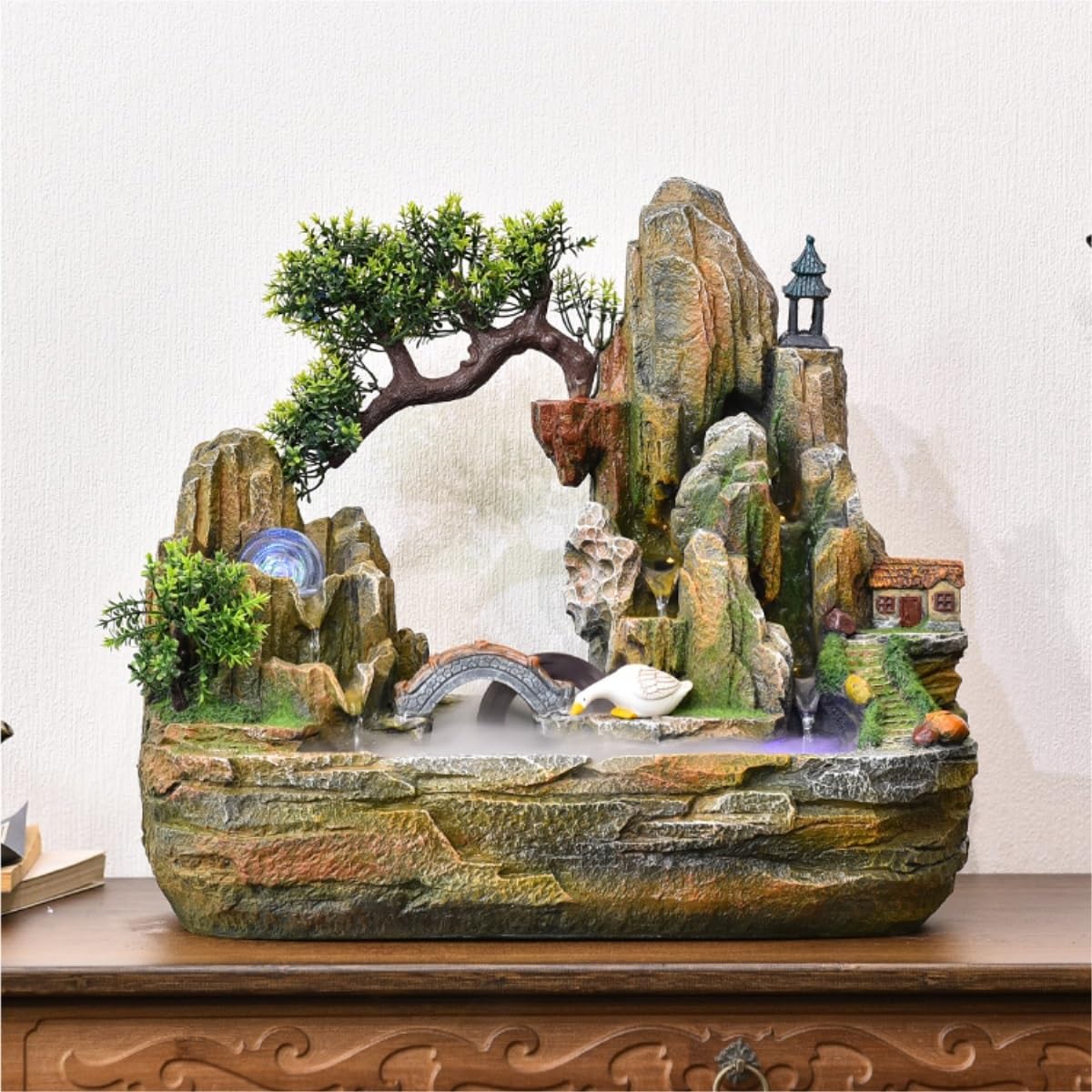 Tafelblad Waterfontein Transparante Lotusstijl Mini Bureau