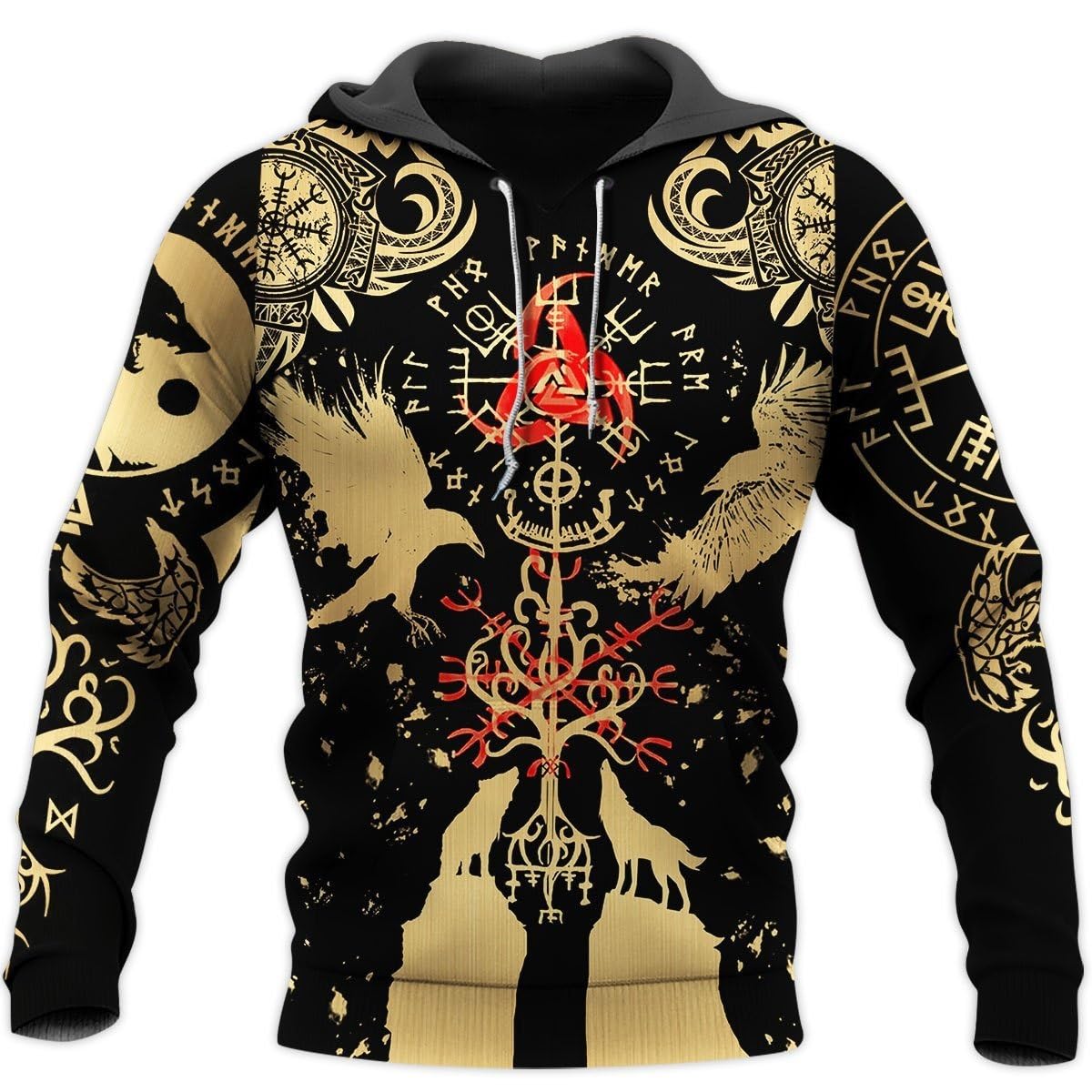 Sweat à Capuche Viking Homme Ample Jaune XXL Contre le Froid