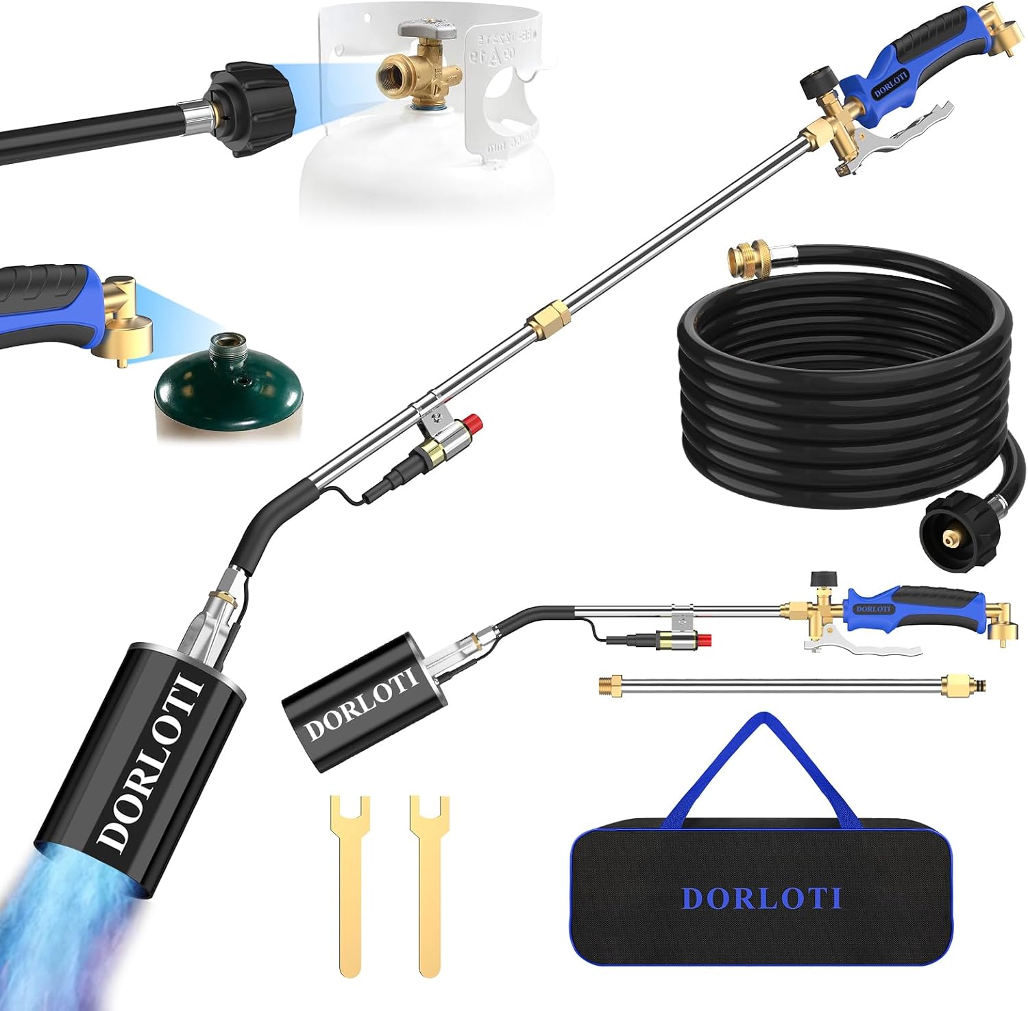 Propane Torch Weed Burner Kit with Long/Short Mode 12.5FT Hose for Weeding
