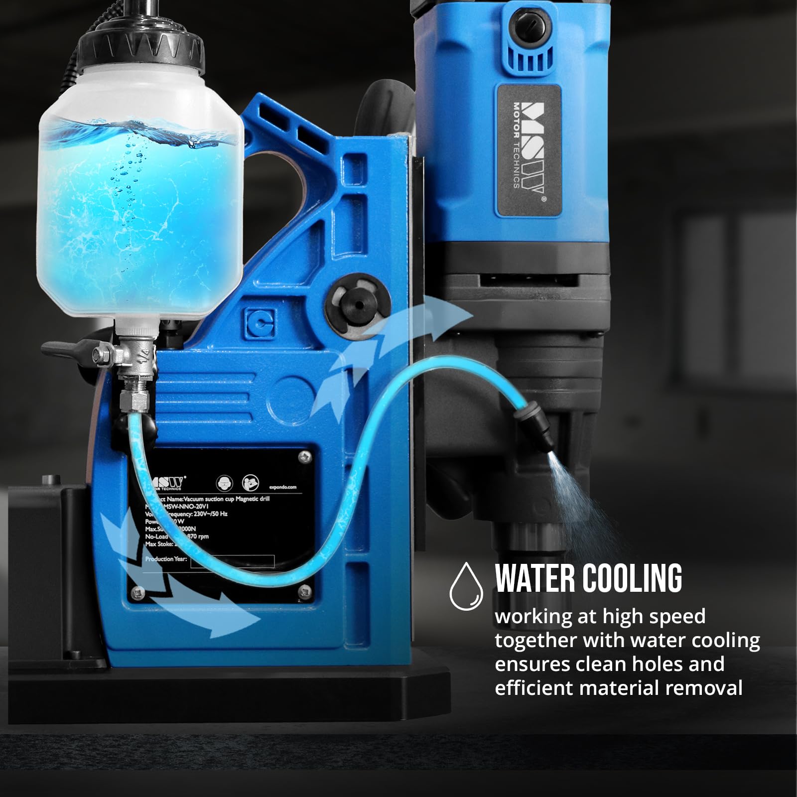 MSW wiertarka magnetyczna z próżnią 1550 W 830 obr./min 3 kN do wierteł 35 mm wiertarka rdzeniowa wiertło magnetyczne
