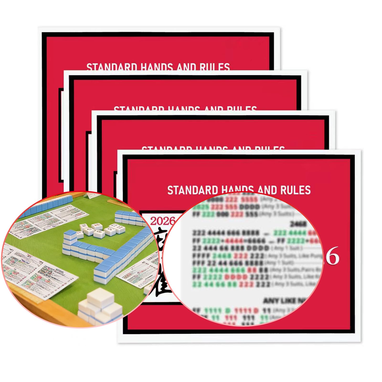 Mahjong Cards, 2026 Official Edition, Mahjong Playing Cards-Mah Jongg Cards-Mahjong Card Official-Mahjong Tile Set, 4Pcs Set Perfect for Family Game Night