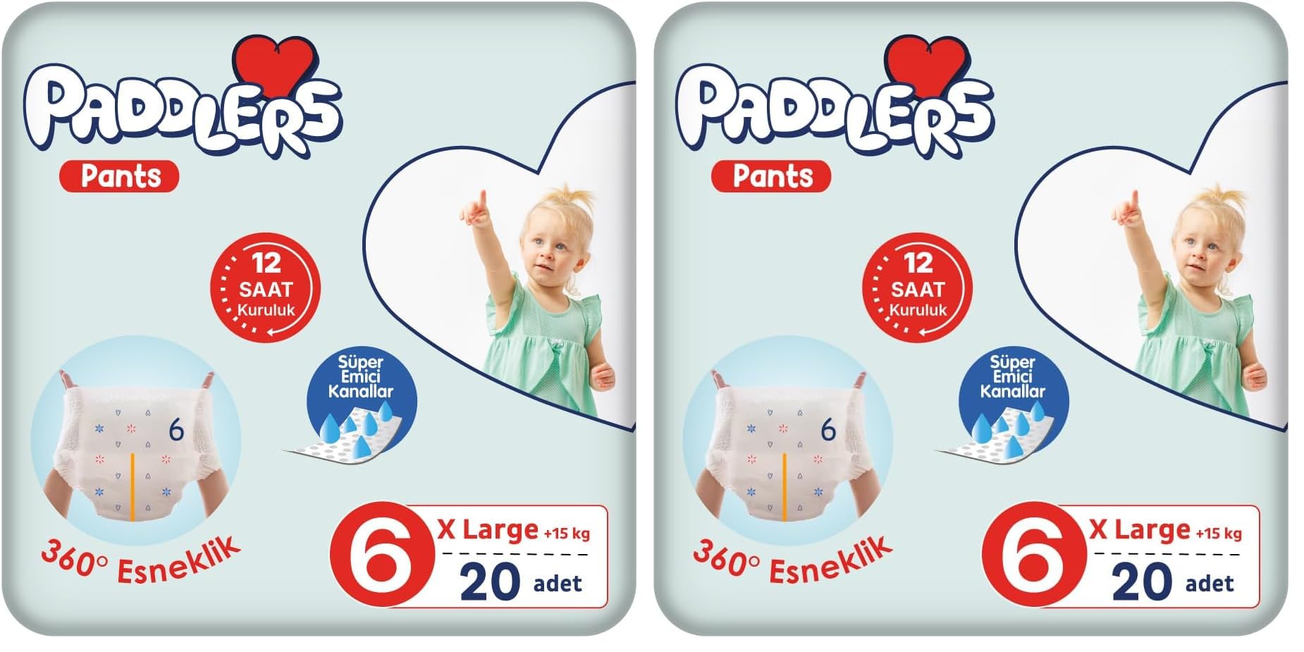 Paddlers Külot Bebek Bezi 6 Numara X-Large 20 Adet (15+Kg) Eko Paket (2 paketi)