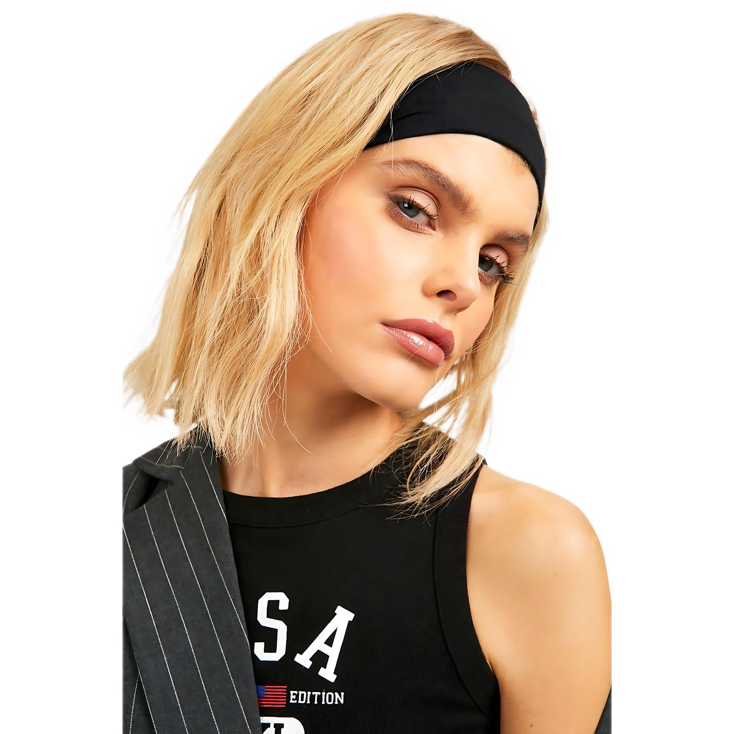 SALVIA DIONE Spor Saç Bantları - Elastik Kaymaz İnce Saç Ter Kafa Bandı Bandana, Kadın & Erkek Koşu Fitness Yoga Pilates Makyaj Yüz Yıkama Atletik Egzersiz Saç Bandı (Siyah)