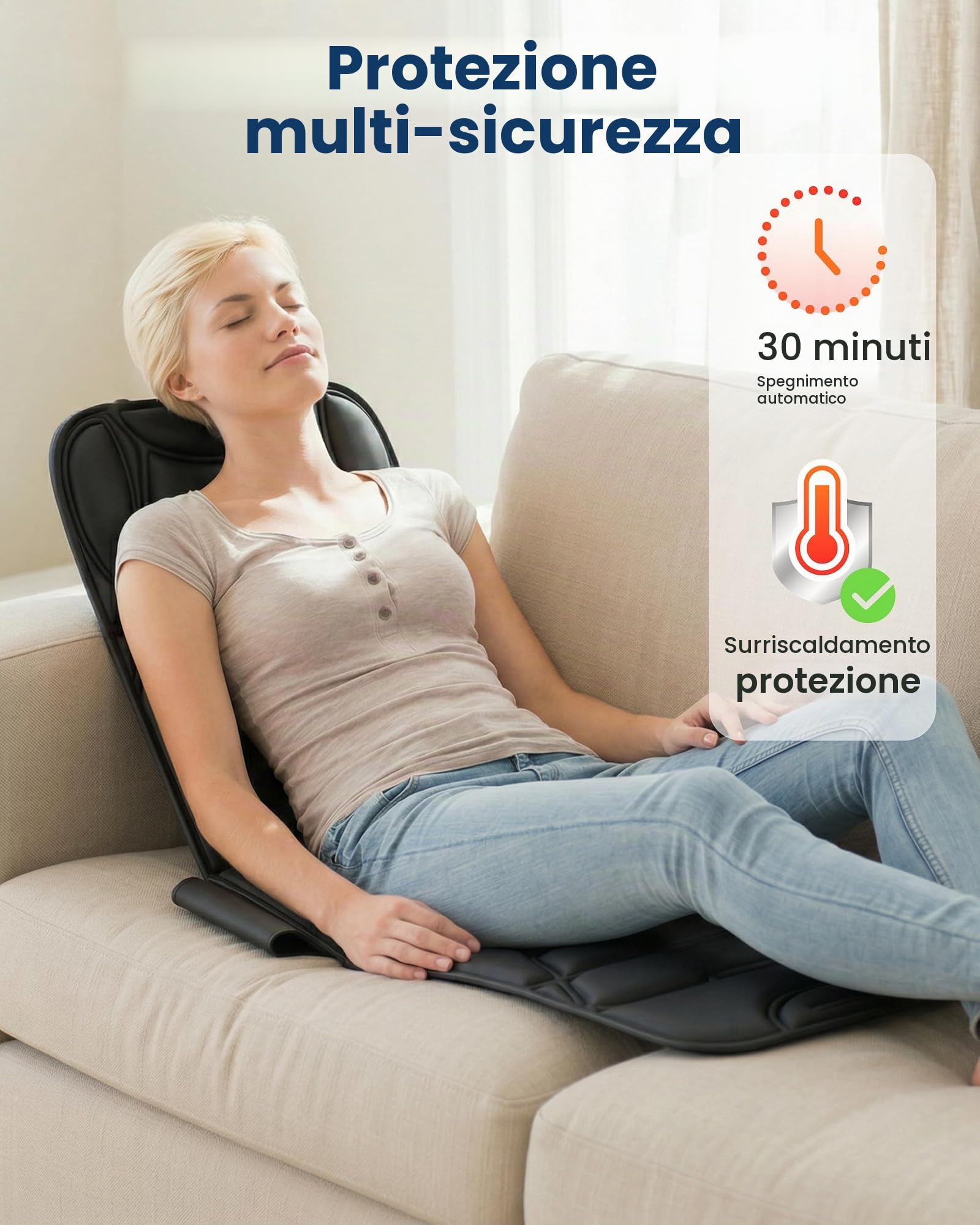 COMFIER Tappetino Massaggiante con Funzione Riscaldante, Coprisedile Materassino Massaggiante Vibrante con 10 Motori di Vibrazione, 5 Modalità di Massaggio e Funzione di Spegnimento Automatico, Regalo