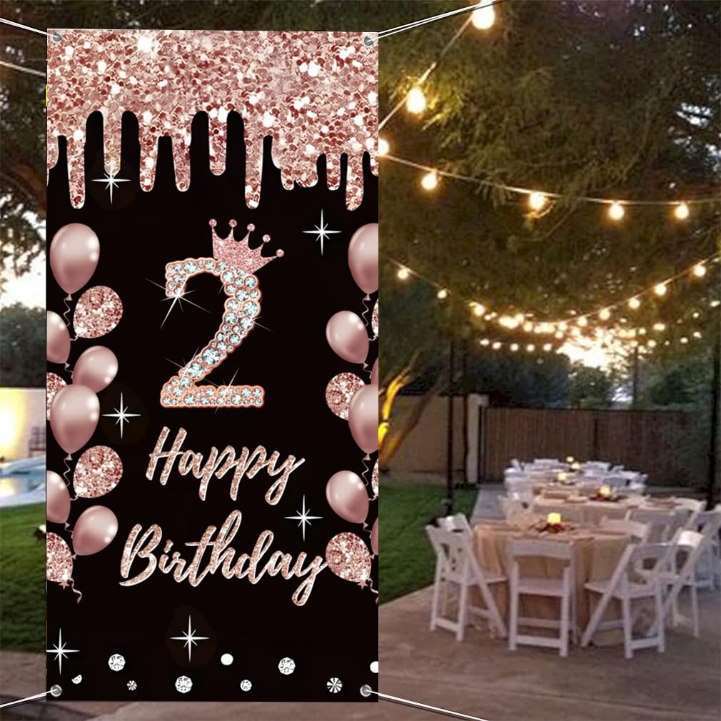 Tecreo Decoración De 2º Cumpleaños Para Niñas, Póster De Feliz Segundo  Cumpleaños, Pancarta De Tela De Color Oro Rosa, Cartel De Pared Y Puerta,  Cartel De Segundo Cumpleaños, Cartel De Bienvenida, image size:1010x1010