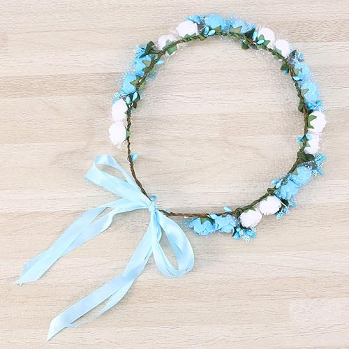 Miniatura 5 de LALAFINA Tiara de boda para niños, diadema de flores, tocado floral, tocado de flores, tocado de flores, tocado de boda para novia, diadema de