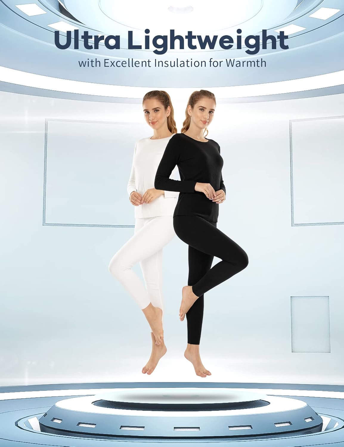 Subuteay Thermal Underwear for Women Long Johns Top & Bottom Fleece Lined Base Layer Leggings Set - Image 3