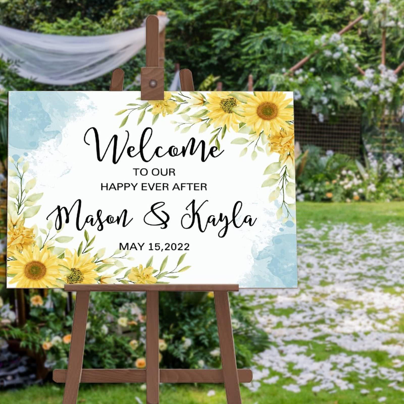 Panneau de mariage bois élégant grand format 50,8 x 76,2 cm