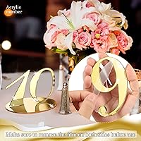 Vista 2 de 10 números de mesa para boda, recepción del 1 al 10, números de boda con soporte, elegante número de mesa de espejo para fiesta de compromiso, Dorado