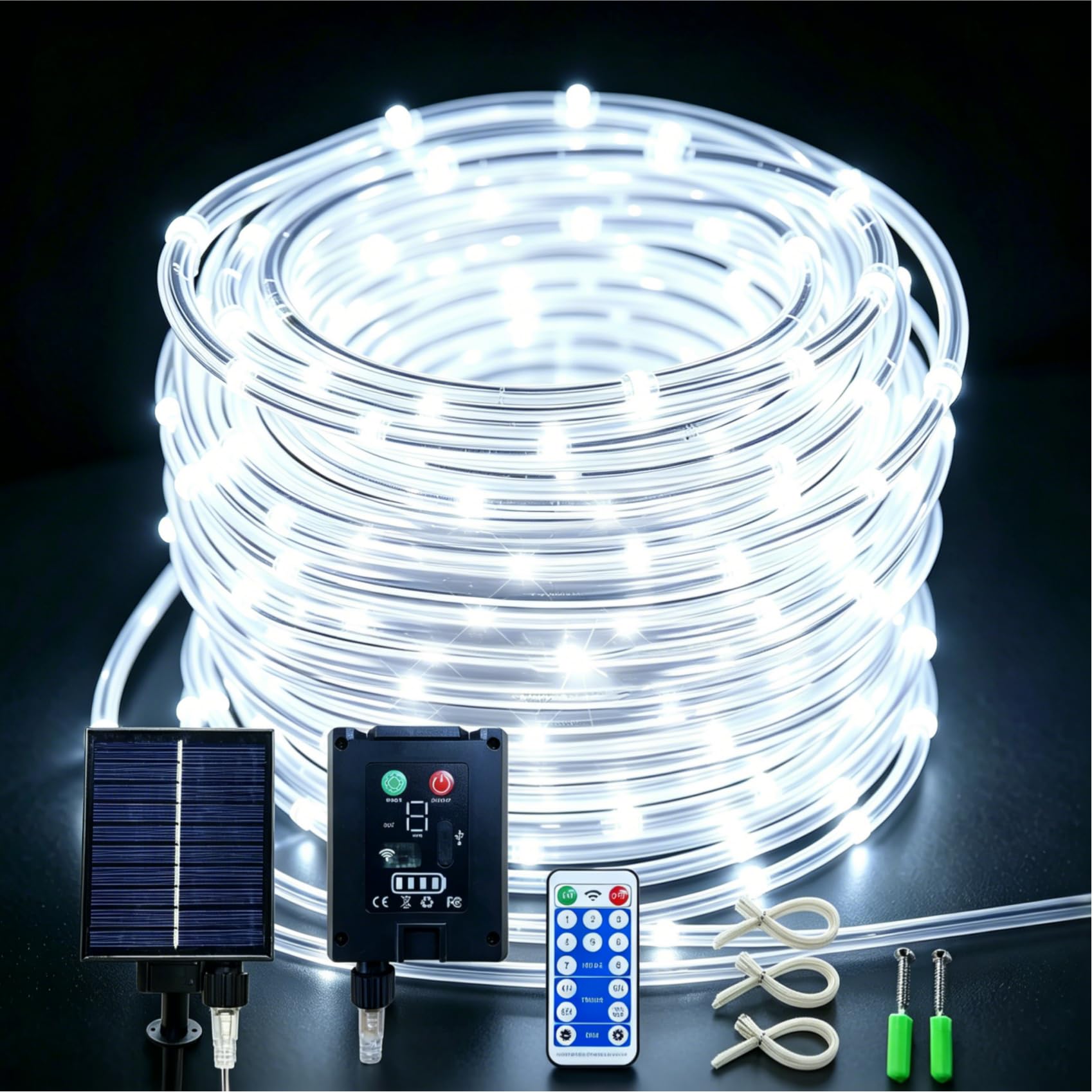KUshopfast Solar Rope Lights, 50 Feet 500 LED 8 Modes