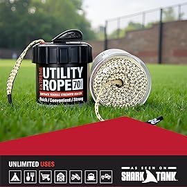 Rapid Rope Canister 70ft Tan Flat Tactical Paracord, Made in USA, 1100lb Tested Heavy Duty Poly Rope Test Cord, Non-Tangle Dispenser Included - Hiking, Camping, Survival, Utility, Climbing