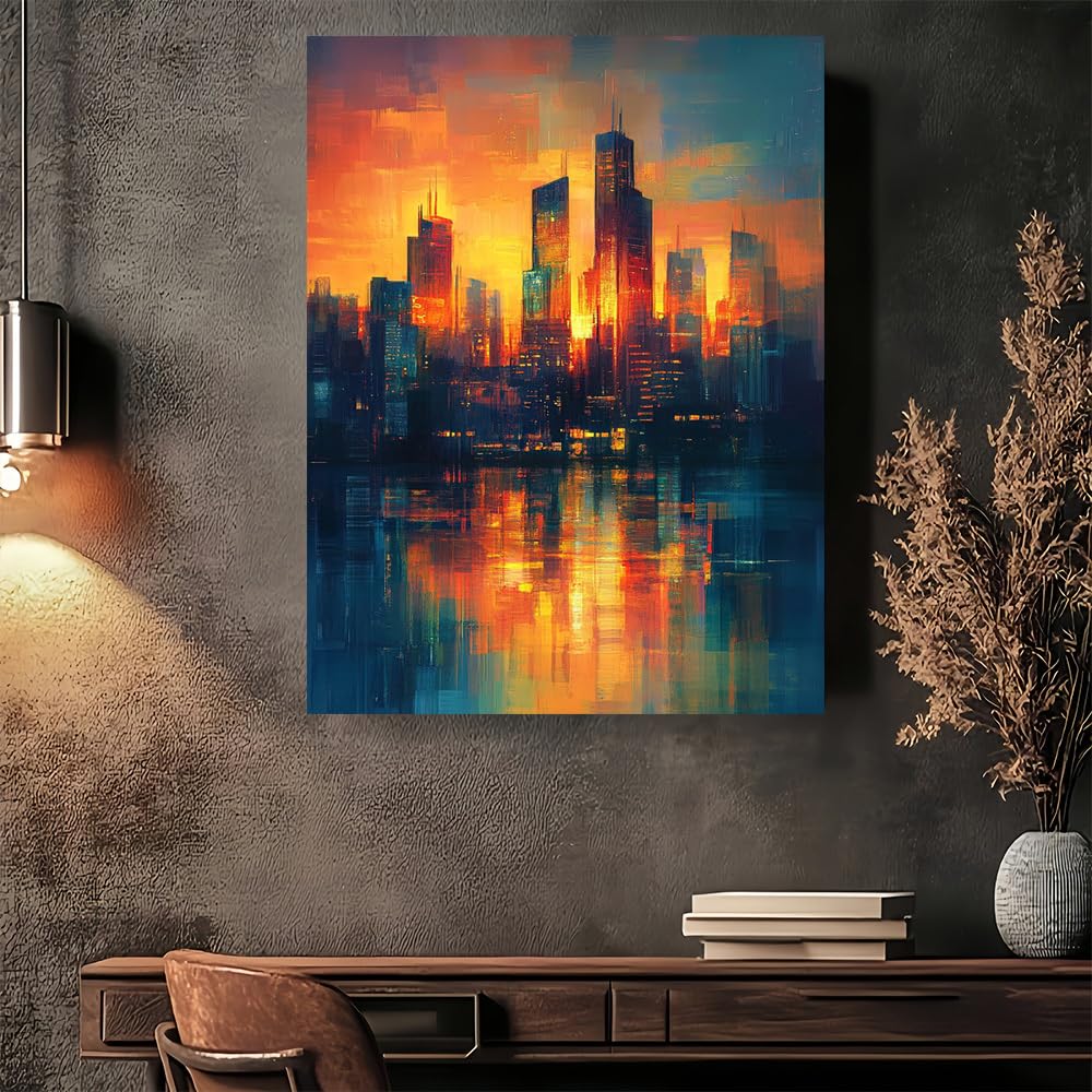 Tableau abstrait design moderne vintage d&eacute;coration maison affiche toile - 8