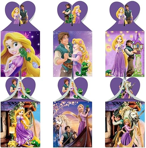 Miniatura 5 de WebErt 12 cajas de regalo Rapunzel para fiestas de cumpleaños enredadas, suministros de decoración